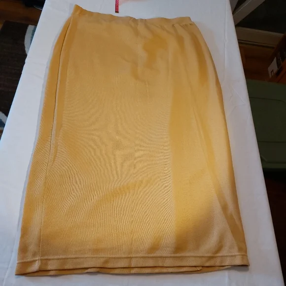 Vintage 90s Y2K Express Tricot Faded Gold Wrap Textured Ribbed Midi Skirt XL NWT